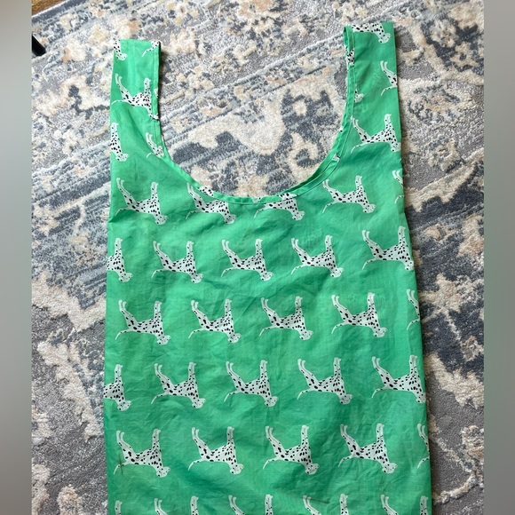 BAGGU Handbags - Green Tote Bag with Dog Print